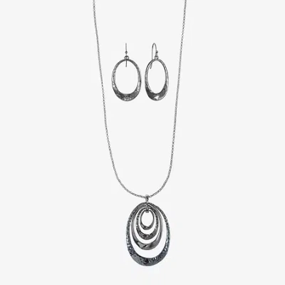 Liz Claiborne Pendant Necklace And Drop Earring Womens 2-pc. Jewelry Set In Gray