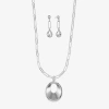 Liz Claiborne Pendant Necklace And Drop Earring Womens 2-pc. Jewelry Set In Silver