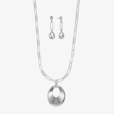 Liz Claiborne Pendant Necklace And Drop Earring Womens 2-pc. Jewelry Set In Silver