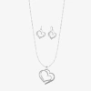 Liz Claiborne Pendant Necklace And Drop Earring Womens Glass Heart 2-pc. Jewelry Set In Silver