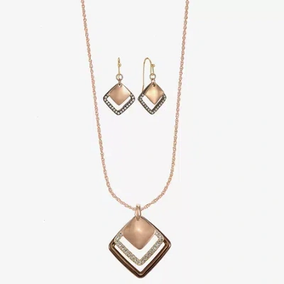 Liz Claiborne Pendant Necklace & Drop Earring Womens Glass Square 2-pc. Jewelry Set In Neutral