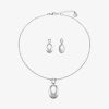 Liz Claiborne Pendant Necklace And Drop Earring Womens Oval 2-pc. Jewelry Set In Gray