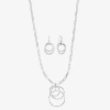 Liz Claiborne Pendant Necklace And Drop Earring Womens Round 2-pc. Jewelry Set In Silver