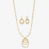 Liz Claiborne Pendant Necklace And Drop Earring Womens Round 2-pc. Jewelry Set In Gold