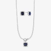 Liz Claiborne Pendant Toggle Necklace & Stud Earring Womens Glass 2-pc. Jewelry Set In Blue