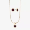 Liz Claiborne Pendant Toggle Necklace & Stud Earring Womens Glass 2-pc. Jewelry Set In Purple