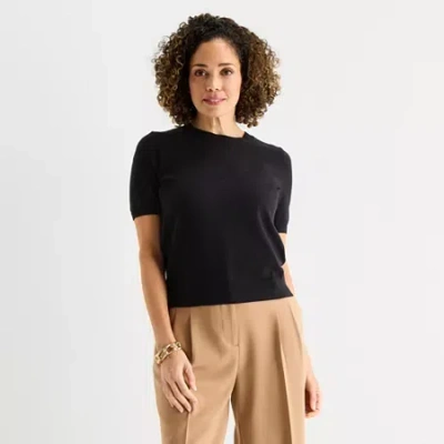 Liz Claiborne Petite Womens Pullover Sweater In Black