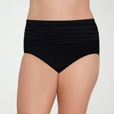Liz Claiborne Plus Brief Bikini Swimsuit Bottom In Black