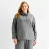 Liz Claiborne Plus Womens Cowl Neck Long Sleeve Tunic Top In Gray
