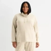 Liz Claiborne Plus Womens Cowl Neck Long Sleeve Tunic Top In Sand