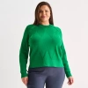 Liz Claiborne Plus Womens Crew Neck Long Sleeve Pullover Sweater In Green