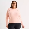 Liz Claiborne Plus Womens Crew Neck Long Sleeve Pullover Sweater In Pink