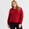 Liz Claiborne Plus Womens Crew Neck Long Sleeve Pullover Sweater In Red