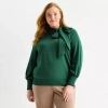 Liz Claiborne Plus Womens Long Sleeve Pullover Sweater In Green