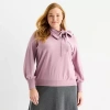 Liz Claiborne Plus Womens Long Sleeve Pullover Sweater In Purple