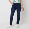 Liz Claiborne Plus Womens Sara Mid Rise Slim Fit In Blue
