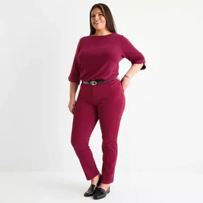 Liz Claiborne Plus Womens Sara Mid Rise Slim Fit In Red