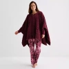 Liz Claiborne Poncho Womens Fleece Long Sleeve Mid Length Robe In Red