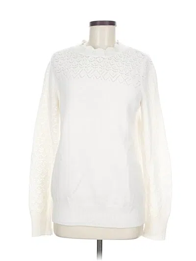 Pre-owned Liz Claiborne Pullover Sweater In White