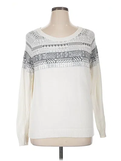 Pre-owned Liz Claiborne Pullover Sweater In White
