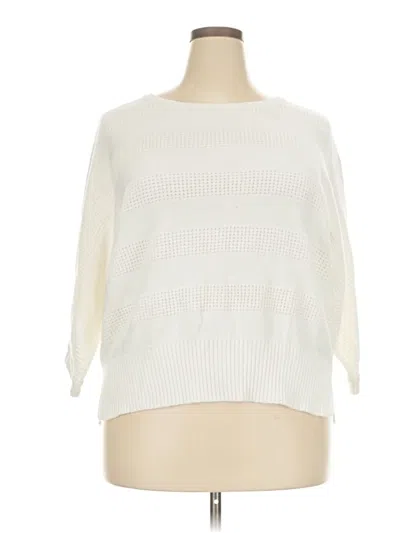 Pre-owned Liz Claiborne Pullover Sweater In White