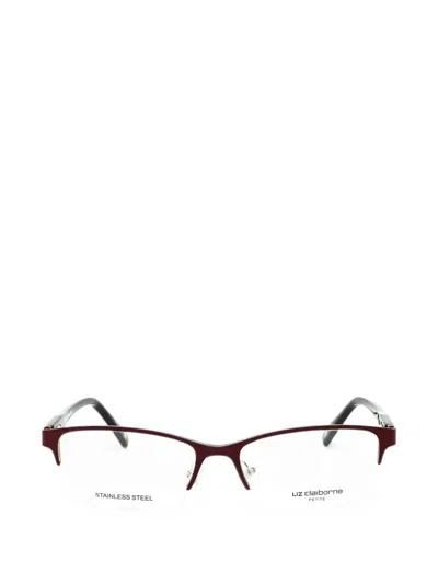 Liz Claiborne Rectangle-frame Glasses In Burgundy