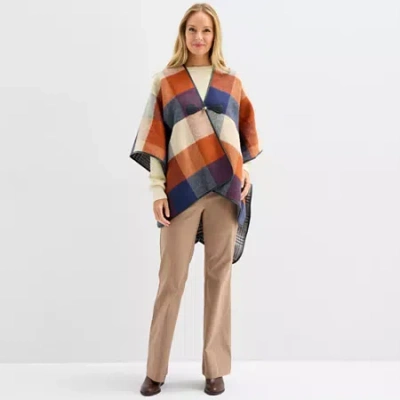 Liz Claiborne Reversible Plaid Wrap In Multi