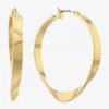 Liz Claiborne Ribbon Womens 36.5mm Hypoallergenic Hoop Earrings In Gold