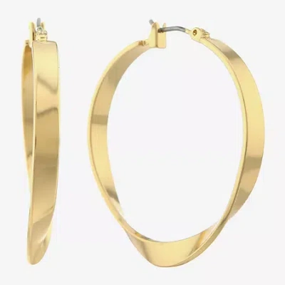 Liz Claiborne Ribbon Womens 36.5mm Hypoallergenic Hoop Earrings In Gold