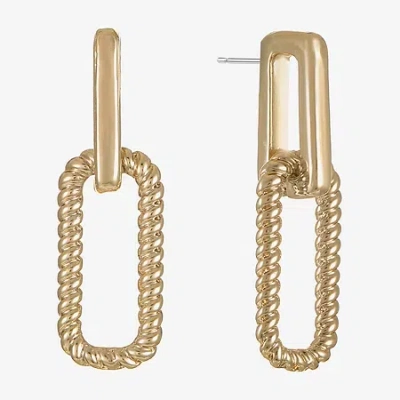 Liz Claiborne Rope Twist Paperclip Womens Oval Hypoallergenic Drop Earrings In Yellow