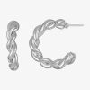 Liz Claiborne Rope Twist Womens 16mm Hypoallergenic Hoop Earrings In Silver