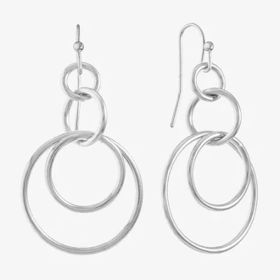 Liz Claiborne Round Layered Womens Drop Earrings In Silver
