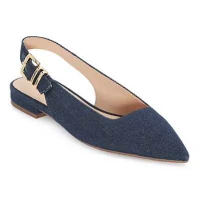 Liz Claiborne Shae Womens Pointed Closed Toe Ballet Flats In Blue