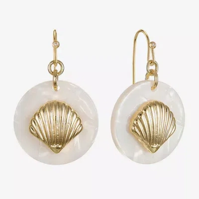 Liz Claiborne Shell Womens Drop Earrings In Metallic