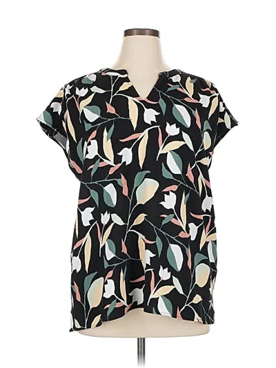 Pre-owned Liz Claiborne Short Sleeve Blouse In Black