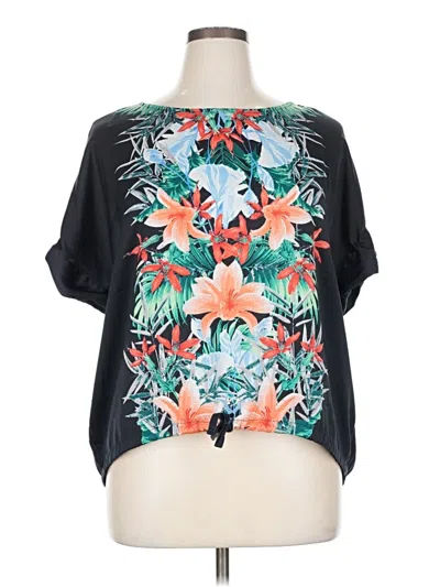 Pre-owned Liz Claiborne Short Sleeve Blouse In Black