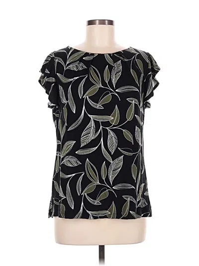 Pre-owned Liz Claiborne Short Sleeve Blouse In Black