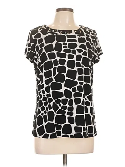 Pre-owned Liz Claiborne Short Sleeve Blouse In Black