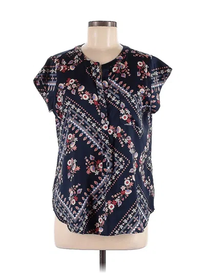 Pre-owned Liz Claiborne Short Sleeve Blouse In Blue