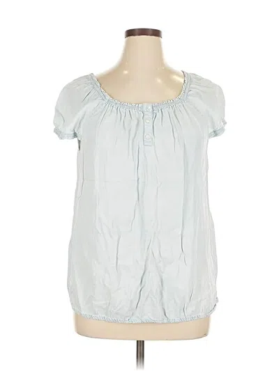 Pre-owned Liz Claiborne Short Sleeve Blouse In Blue
