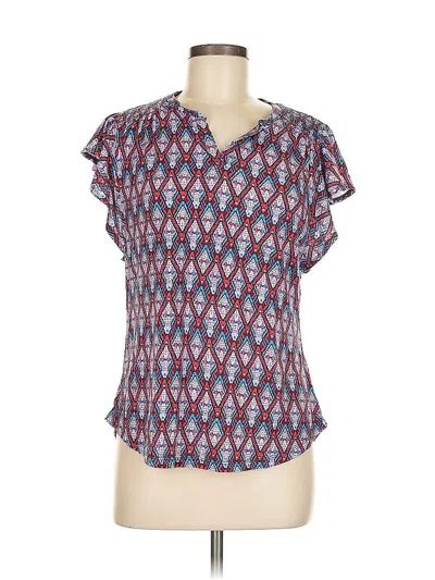 Pre-owned Liz Claiborne Short Sleeve Blouse In Blue