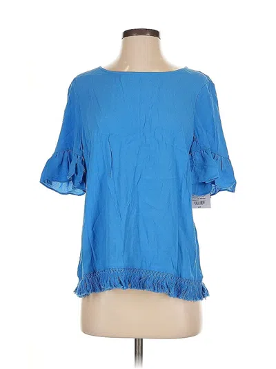 Pre-owned Liz Claiborne Short Sleeve Blouse In Blue