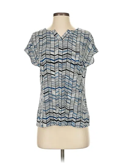 Pre-owned Liz Claiborne Short Sleeve Blouse In Blue