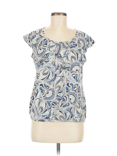 Pre-owned Liz Claiborne Short Sleeve Blouse In Blue