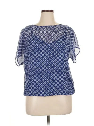 Pre-owned Liz Claiborne Short Sleeve Blouse In Blue