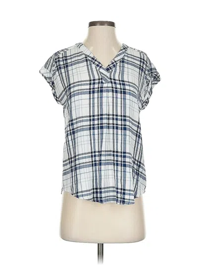 Pre-owned Liz Claiborne Short Sleeve Blouse In Blue
