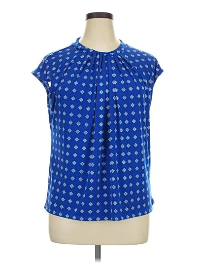 Pre-owned Liz Claiborne Short Sleeve Blouse In Blue
