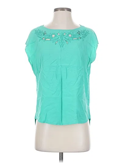 Pre-owned Liz Claiborne Short Sleeve Blouse In Blue