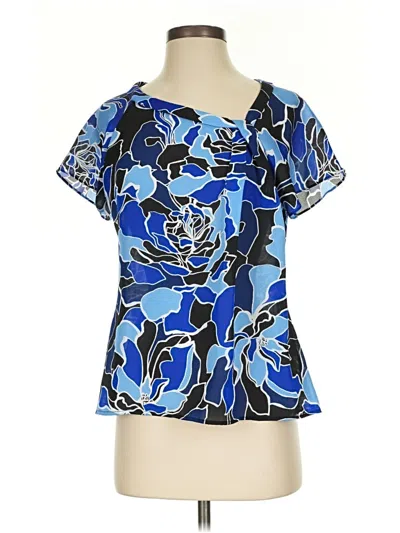 Pre-owned Liz Claiborne Short Sleeve Blouse In Blue