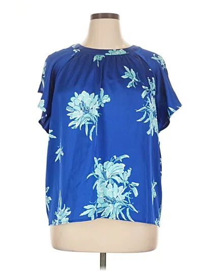 Pre-owned Liz Claiborne Short Sleeve Blouse In Blue